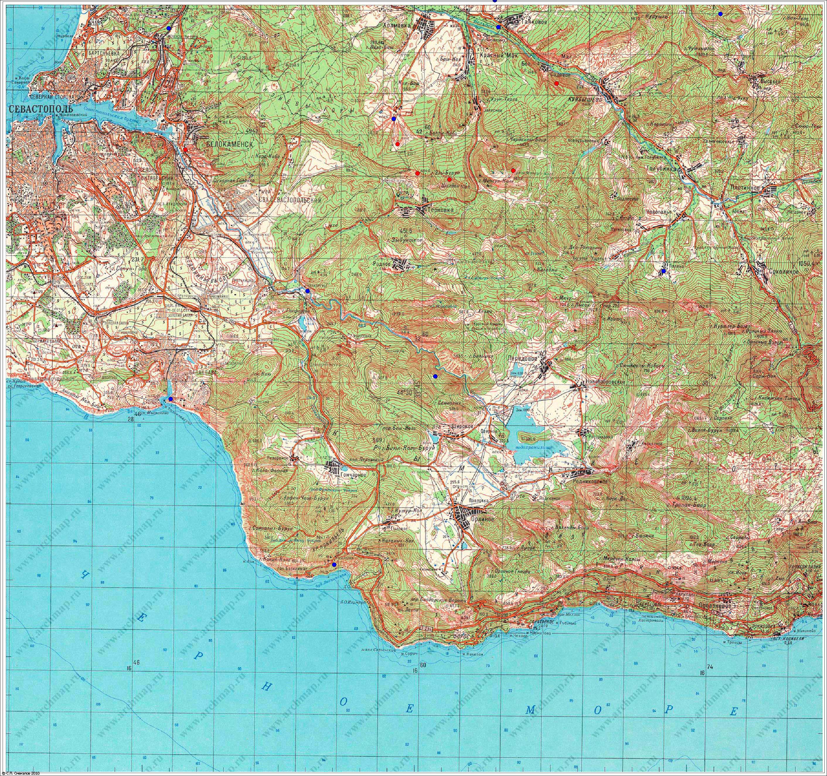 Карта Крыма масштаб 1 100000
